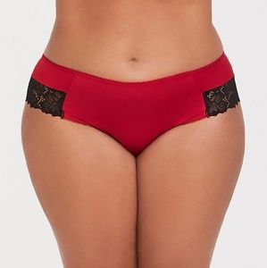 Torrid Black Lace & Red Microfiber Hipster Panty